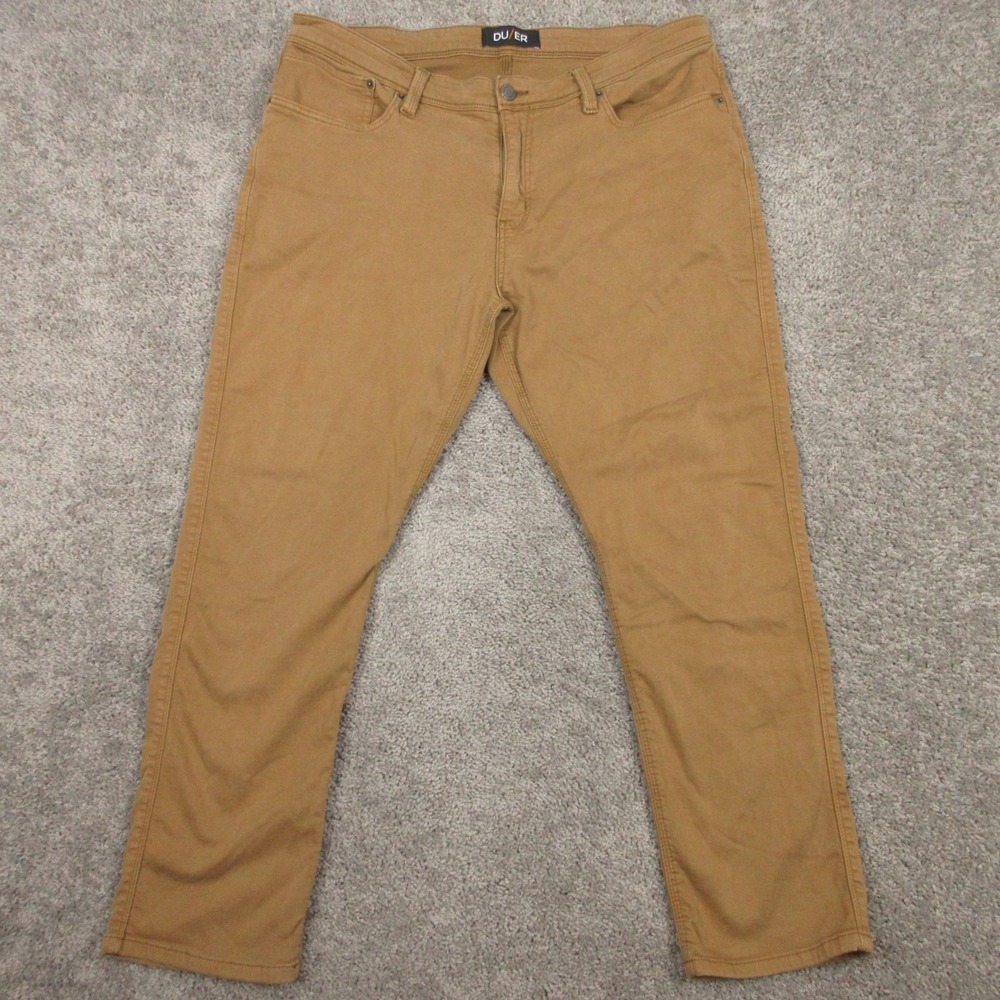 DU/ER Pants Mens 38x30 Brown N2X Relaxed Taper Stretch Outdoor 5 Pocket Chino